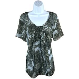 Patrizia Pepe Top Paisley Print Short Sleeve Sheer Blouse Women's Euro Size 42